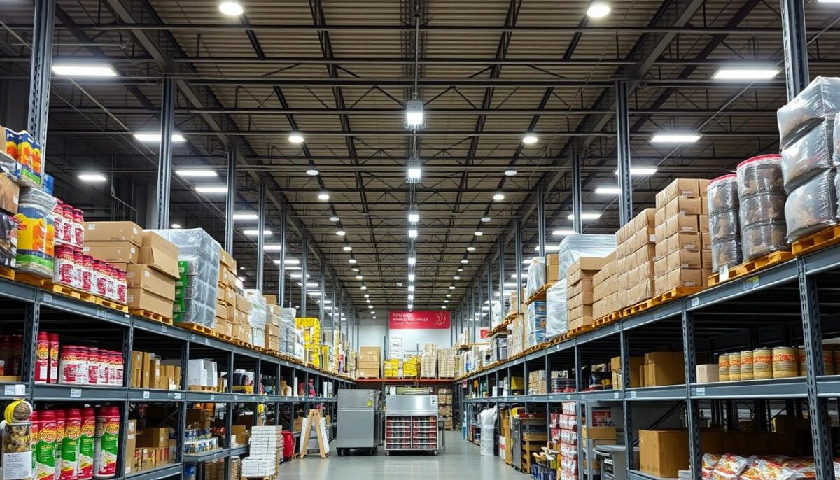 Generate an image of a Restaurant Depot warehouse interior Generate an image of a Restaurant Depot warehouse interior